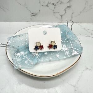 Red White Blue Sparkle Star Stud Earrings – 4th of July Patriotic Jewelry